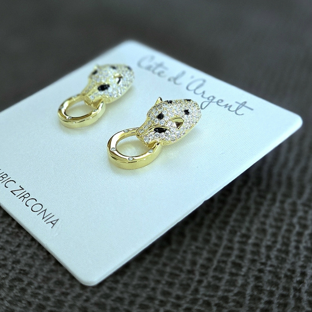 Cote d'Argent Cheetah Grasping Gold💛 Ring⭕️ Earrings - Picture 4 of 16